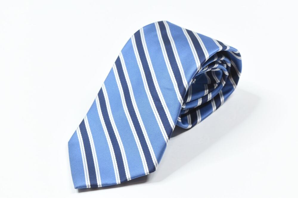 Brooks Brothers 346 Neck Tie Mens Blue White Repp Stripe 100% Silk Classic